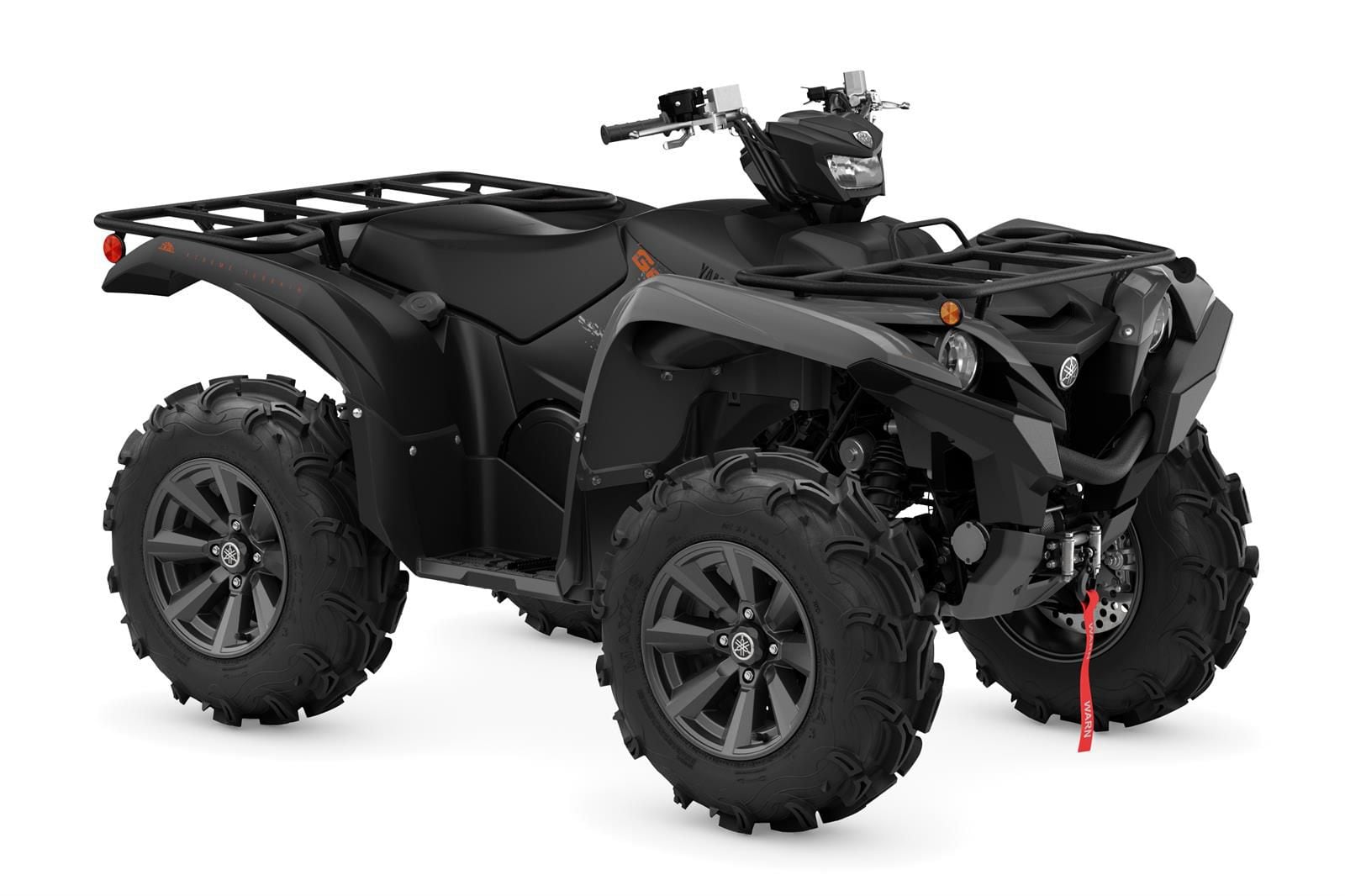 The 2022 Grizzly XT-R Edition includes a factory-installed Warn winch, Special Edition paint, and aggressive Maxxis Zilla tires on color-matched aluminum wheels.