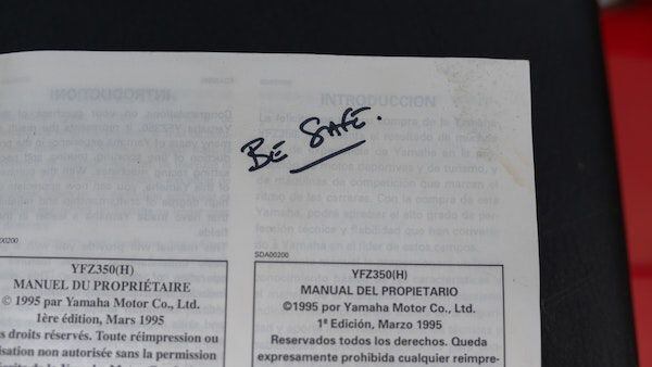 The owner’s manual, with a note from Ozzy’s wife, Sharon.