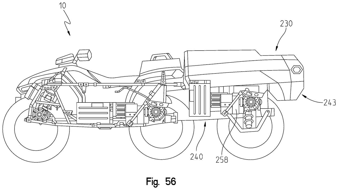 Drawings show the tail unit could also contain an electric motor, which would indicate a three-motor 6x6 electric ATV.