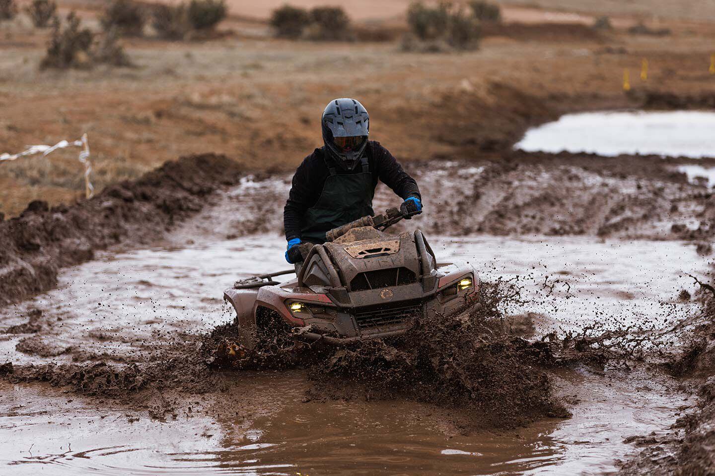 With a raised air intake, the XMR can ford depths up to about the top of the wheels.