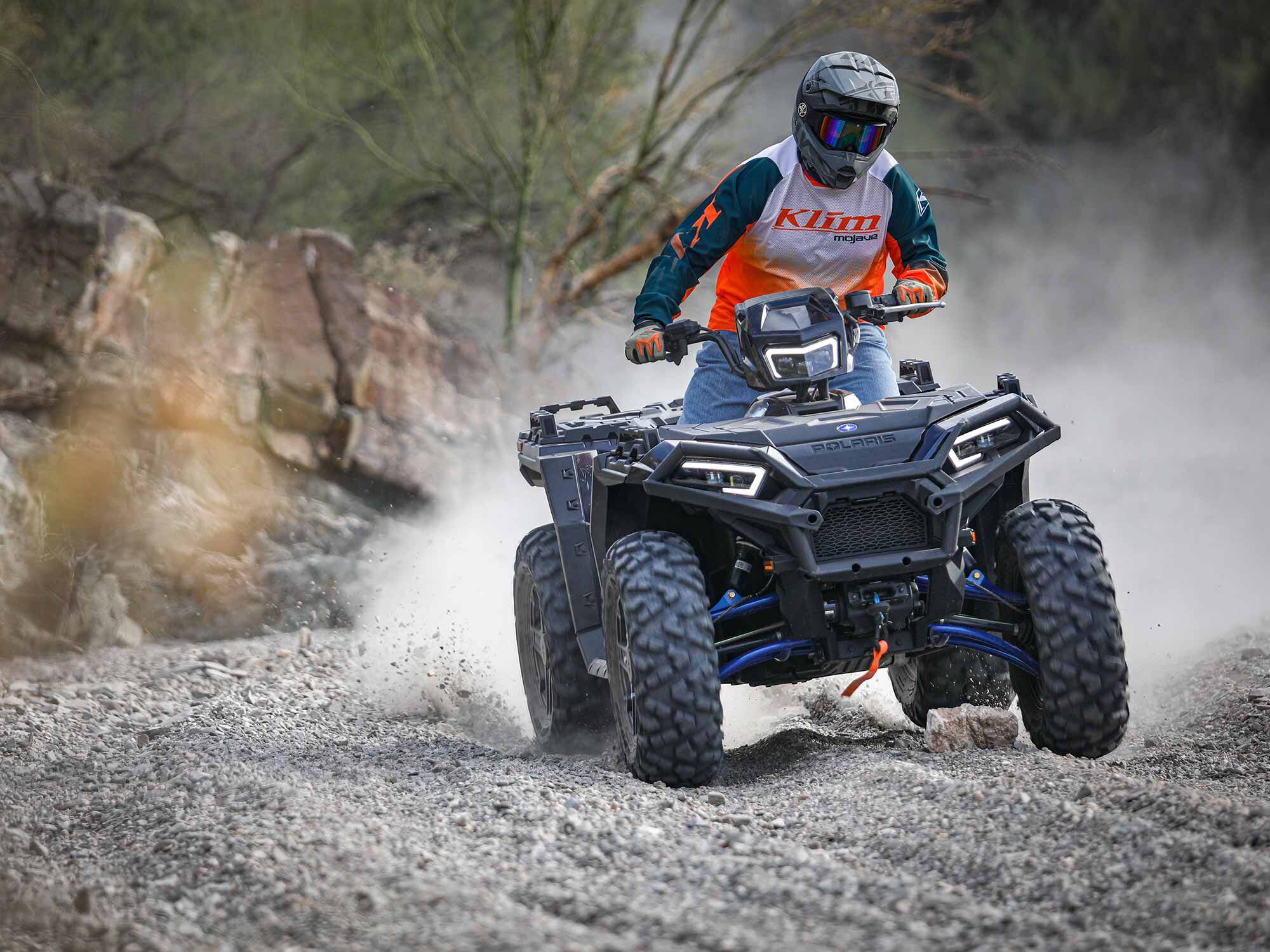 Arched high-clearance A-arms enhance ground clearance.