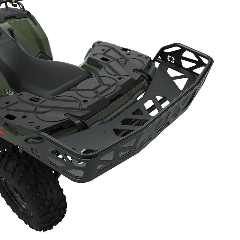 This rear cargo rack is a new product from Polaris and will be useful to riders who like to load up their ATVs.
