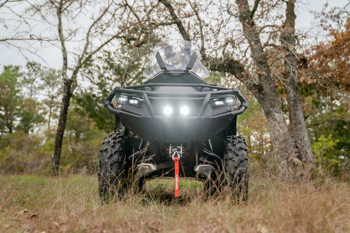 The 2023 Outlander HD5 and HD7 Hunting Editions come with a winch and 13 inches of ground clearance.