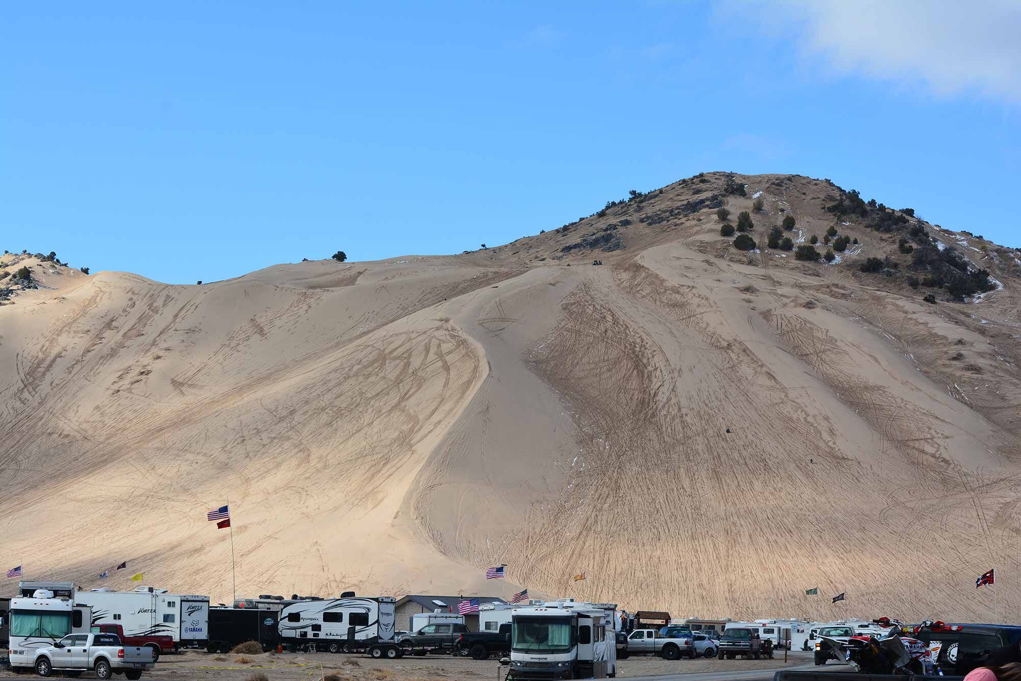 Massive hills at the Little Sahara Recreation Area.