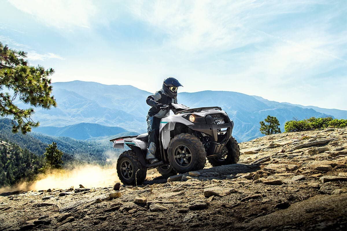 Lockers come in different varieties, like Kawasaki’s progressive locking front differential on the Brute Force 750.