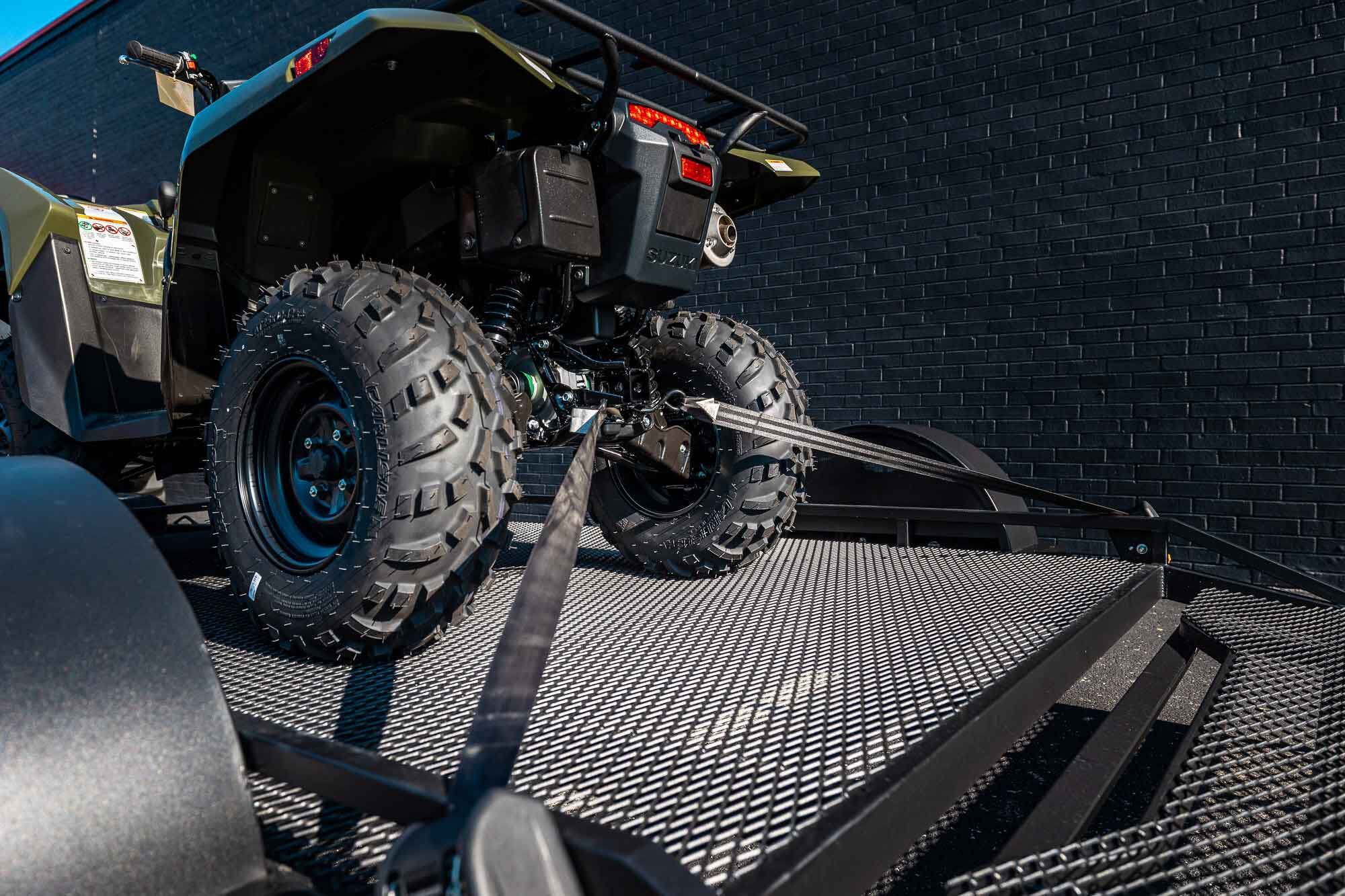 A wide open-style deck means you’re not slipping around or fighting to load your ATVs sideways.