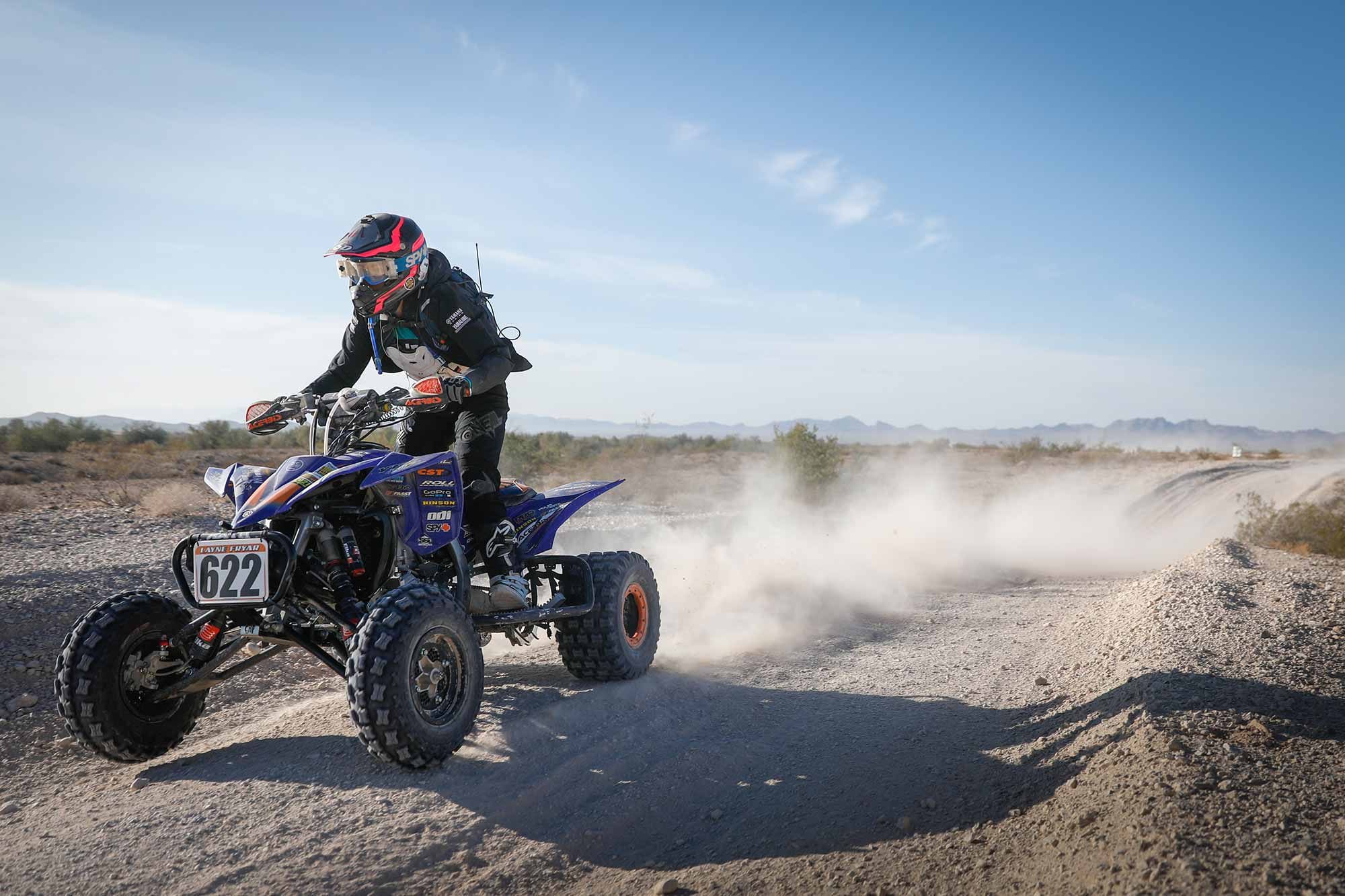 Layne Fryar of Surprise, Arizona, on his No. 622 Yamaha YFZ450R got starter points, but the 17-year-old was unable to reel in a checkered flag.