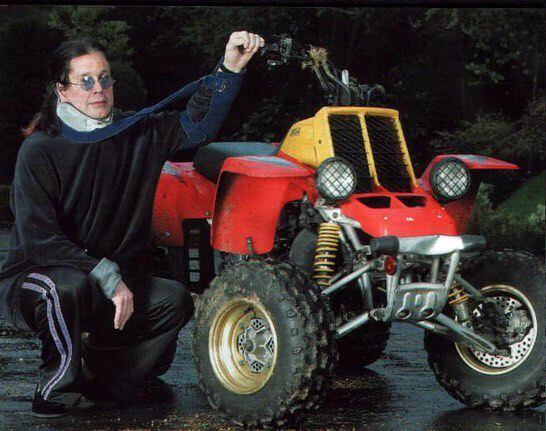 Ozzy Osbourne with the Yamaha Banshee after his crash.