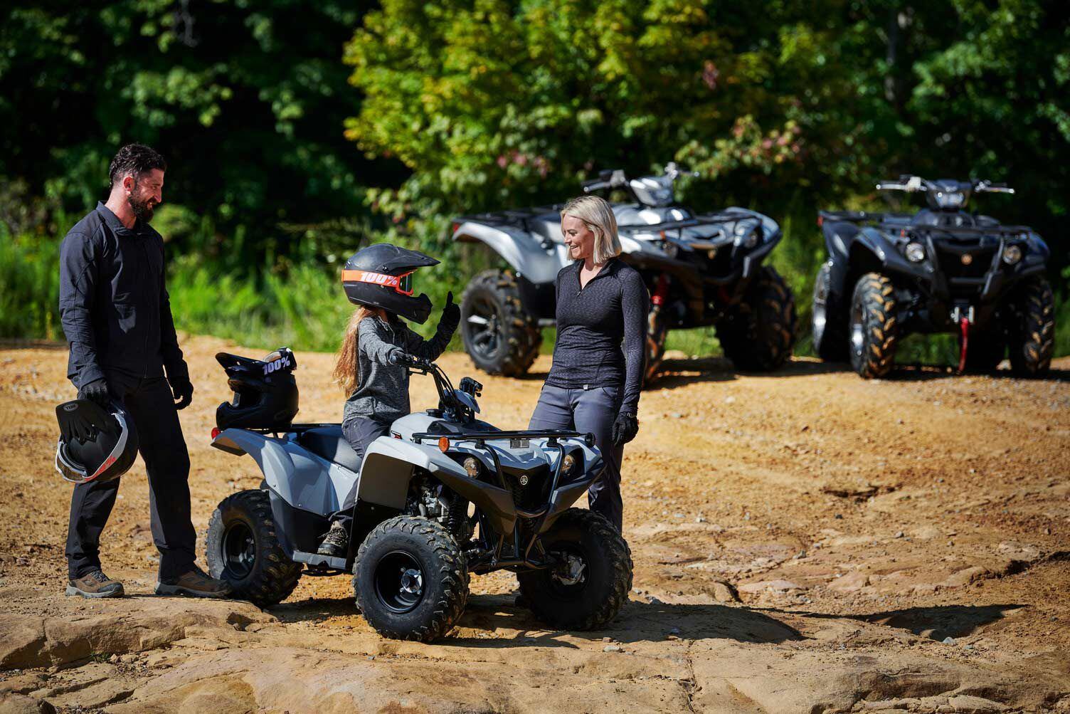 The 2022 Yamaha Grizzly 90 is designed to look just like the full-size Grizzly 700.